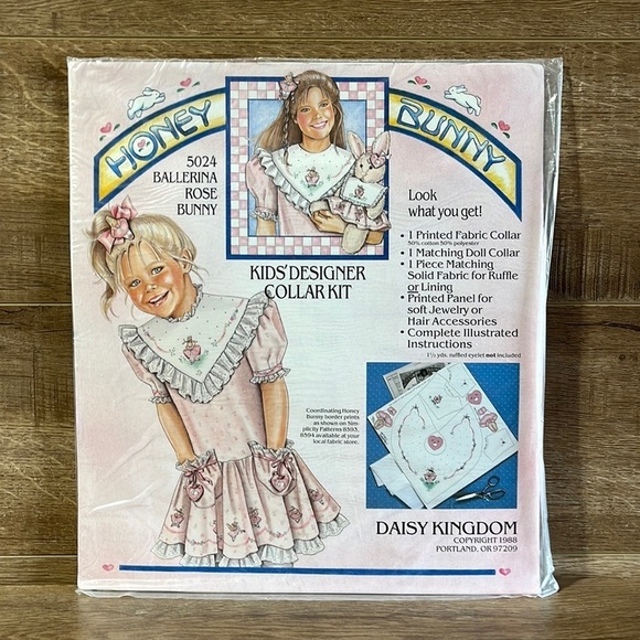 1988 Honey Bunny Kids Designer Collar‎ Kit Daisy Kingdom Ballerina Rose 5024 NEW - Picture 2 of 8